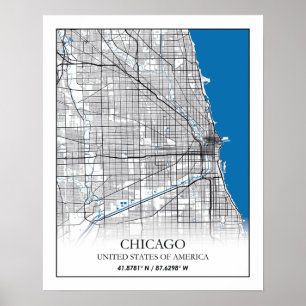 Poster Chicago Illinois USA City Travel City Carte