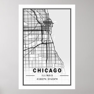 Poster Chicago Illinois USA City Travel City Carte