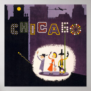 Poster Chicago Illinois Vintage Retro Travel