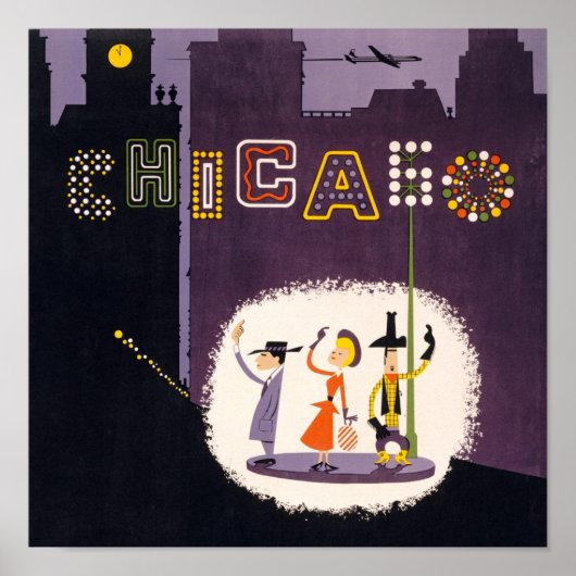 Poster Chicago Illinois Vintage Retro Travel (Devant)