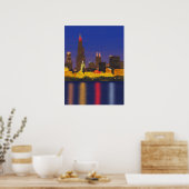 Poster Chicago Lake Skyline la nuit (Cuisine)