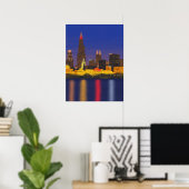 Poster Chicago Lake Skyline la nuit (Bureau à domicile)