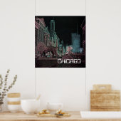 POSTER CHICAGO MICHIGAN AVENUE @ ART MUSEUM 1967 NEON (Cuisine)
