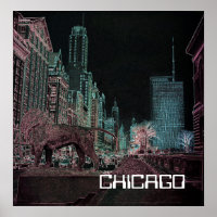 CHICAGO MICHIGAN AVENUE @ ART MUSEUM 1967 NEON