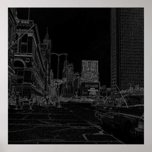 Poster Chicago Michigan Avenue Les arêtes brillantes des  (Devant)