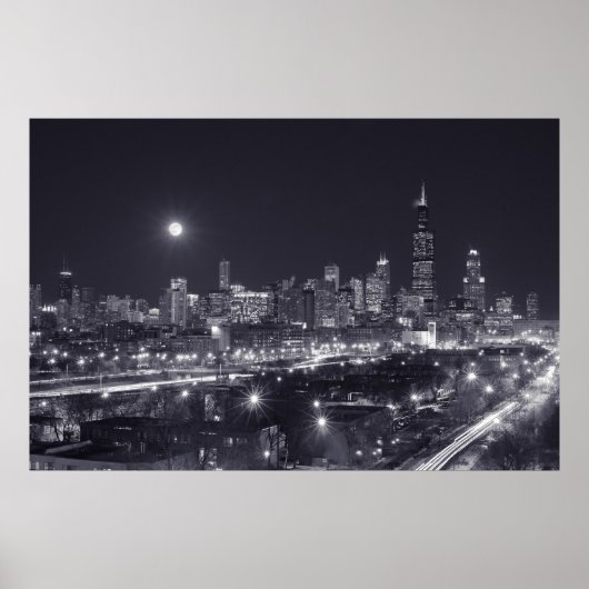Poster Chicago Par Nuit (Devant)