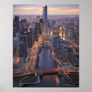 Poster Chicago River et Trump Tower d'en haut