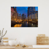 Poster Chicago River La Nuit (Cuisine)