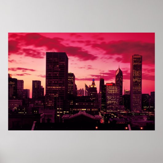 Poster Chicago Skyline à Dusk (Devant)