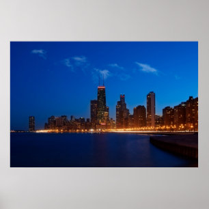 Poster Chicago Skyline depuis North Avenue Beach