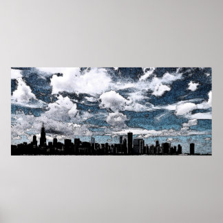 Poster Chicago Skyline, encre