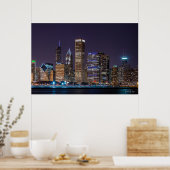 Poster - Chicago Skyline Illinois avec ciel noctur (Cuisine)