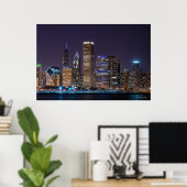 Poster - Chicago Skyline Illinois met Night Sky (Thuiskantoor)