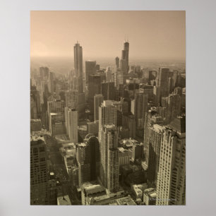Poster Chicago Skyline, John Hancock Centre Skydeck