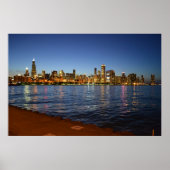 Poster Chicago Skyline la nuit (Devant)