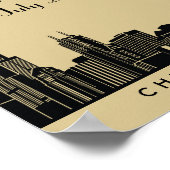 Poster Chicago Skyline Or et Noir Mariage (Coin)