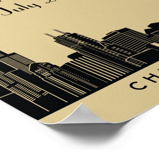 Poster Chicago Skyline Or Réception de mariage de bienven (Coin)