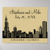 Poster Chicago Skyline Or Réception de mariage de bienven (Devant)