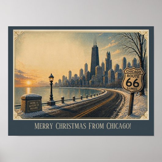 Poster Chicago Skyline Route 66 Vacances Évasion (Devant)