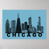 Poster Chicago Skyline Silhouette  (Devant)