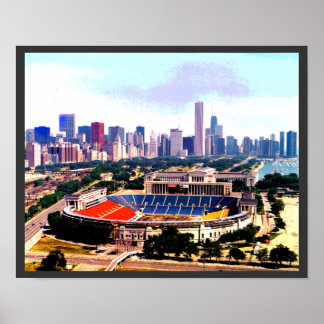 Poster Chicago Skyline Wrigley Field