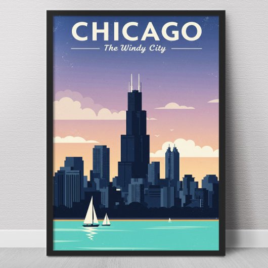 Poster Chicago The Windy City Vintage
