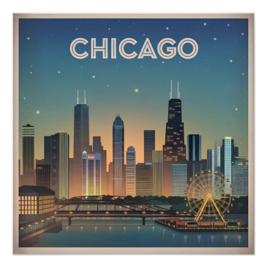 Poster Chicago USA vintage (Devant)