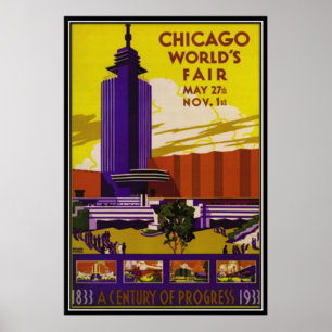 Poster Chicago vintage, Etats-Unis -