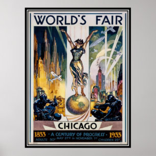 Poster Chicago vintage, Etats-Unis -