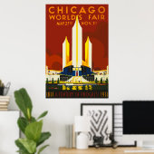 Poster Chicago World's Fair Century of Progress 1933 Post (Bureau à domicile)
