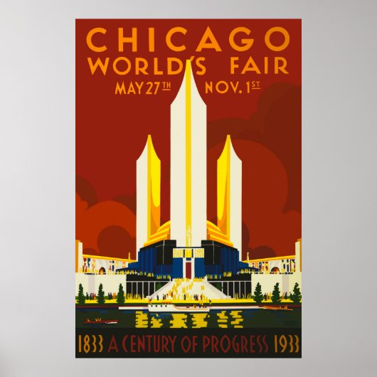 Poster Chicago World's Fair Century of Progress 1933 Post (Devant)