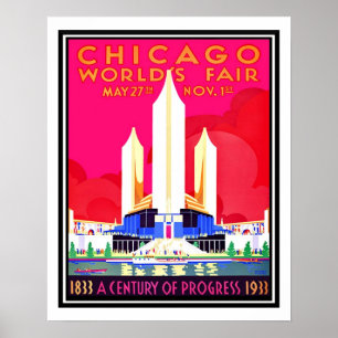 Poster Chicago Worlds Fair Vintage Reproduction