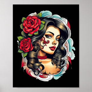 Poster Chicano Chicana La Raza Barrio Tatouage Art Décès