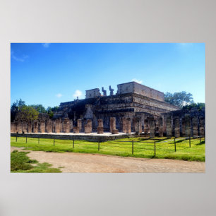 Poster Chichen Itza. Guerriers de temples