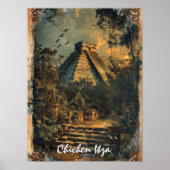 Poster Chichen Itza Mexique Vintage voyage (Devant)