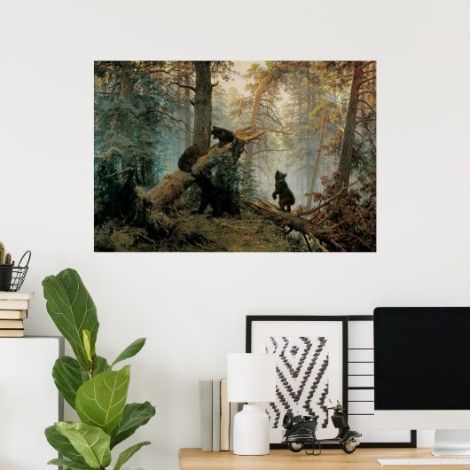 Poster Chichkine, Ivan - Matin dans une forêt de pins (Bureau à domicile)