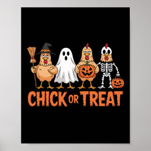 Poster Chick Or Treat Drôle de costume de poulet d'Hallow