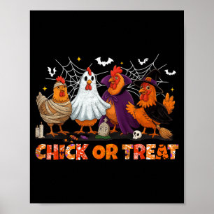 Poster Chick Or Treat Halloween Sorcière Boo Épouvantail 