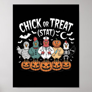 Poster Chick Ou Treat Nurse Drôle Halloween Pour Poulets