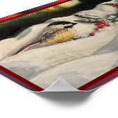 Poster Chickadee and Mistletoe on Christmas Winter Snow P (Coin)