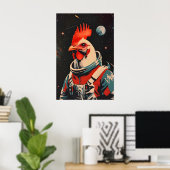 Poster Chicken Astronaut Poster, Chicken Retro Print (Bureau à domicile)