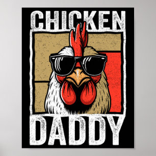 Poster Chicken Daddy Rooster Farmer Drôle Fête des pères