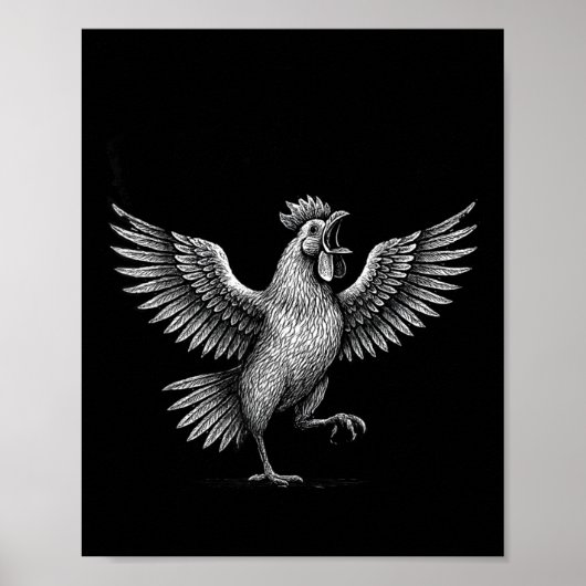 Poster Chicken Meme Caw Funny Sayings Rooster Humor Quote (Devant)