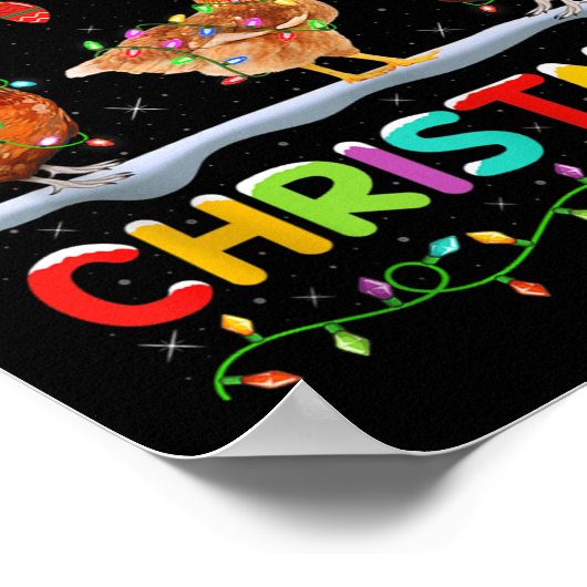 Poster Chicken Merry Christmas Lights Santa Hat Funny Chi (Coin)