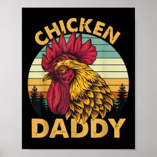Poster Chicken Papa Rooster Vintage Pour Papa Farmer Fath