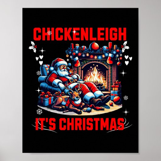 Poster Chickenleigh C'est Noël Drôle Noël Tee (Devant)