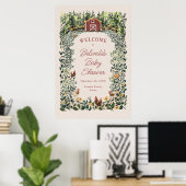 Poster Chickens Barn Charming Farm Baby Shower Welcome (Bureau à domicile)