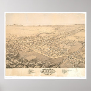 Poster Chico, CA. Carte panoramique 1871 (0272A)
