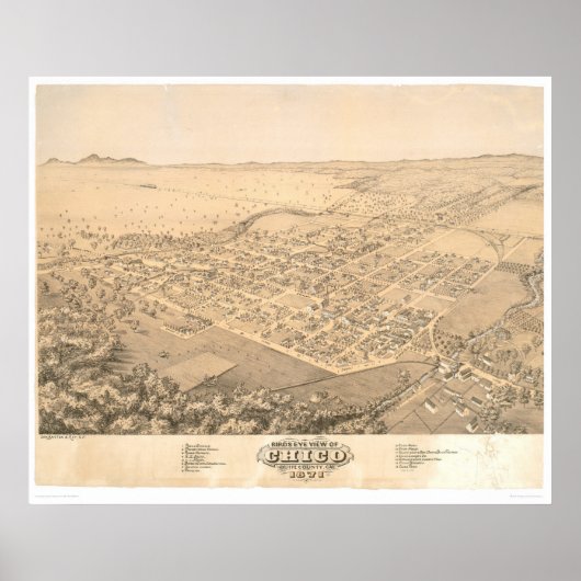 Poster Chico, CA. Carte panoramique 1871 (0272A) (Devant)