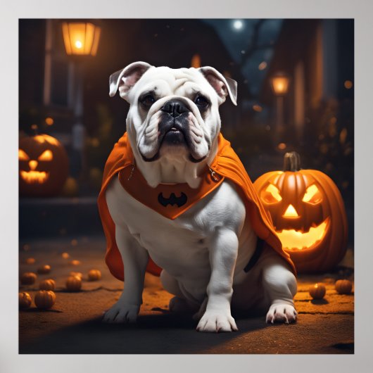 Poster Chien À Balle D'Halloween Avec Costume En Octobre (Devant)